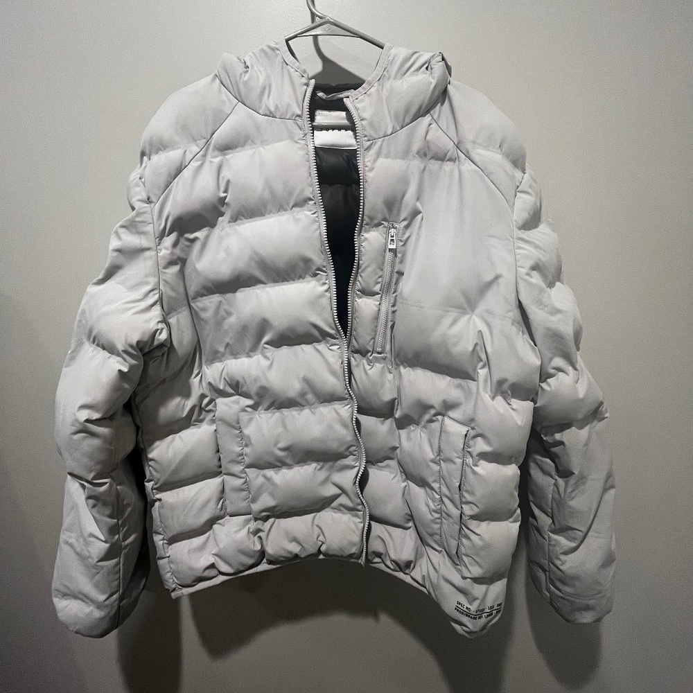 Topman Puffer Jacket, Light Grey, Size XL